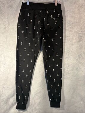 Retro Distrikt Black Anchor Print Jogger Pants Size Small